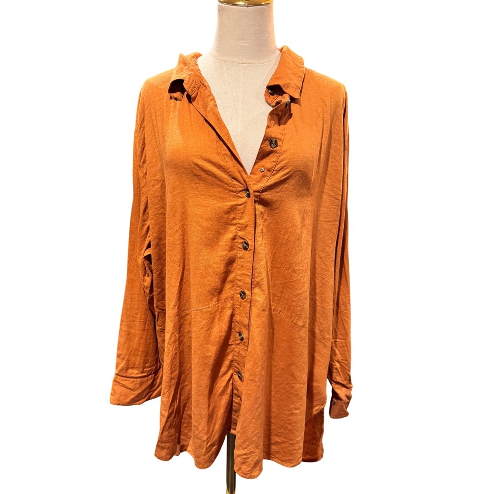 Universal Standard Rust Orange Button-Down Shirt